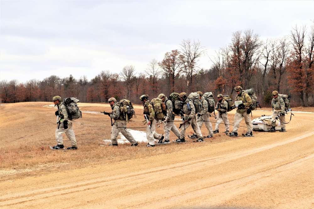 Fort McCoy Cold-Weather Operations Course students practice ahkio sled use