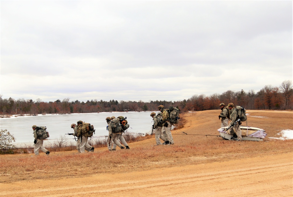 Fort McCoy Cold-Weather Operations Course students practice ahkio sled use