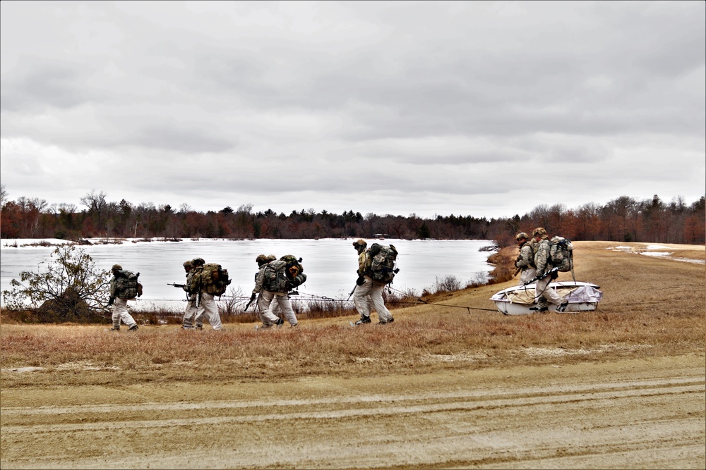 Fort McCoy Cold-Weather Operations Course students practice ahkio sled use