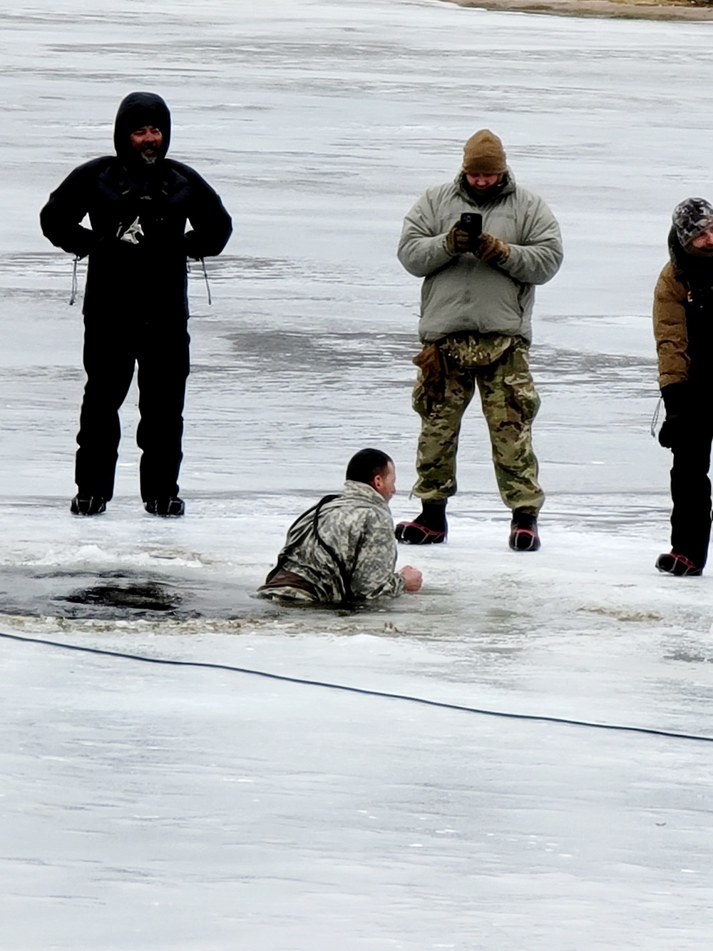 CWOC class 22-05 students jump in for cold-water immersion training at Fort McCoy