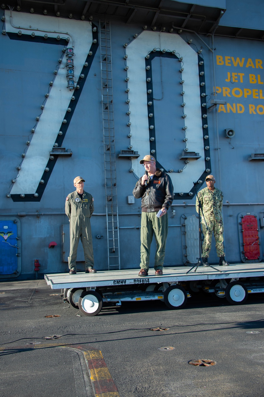 USS Carl Vinson (CVN 70) Sailors Participate in All-Hands Call
