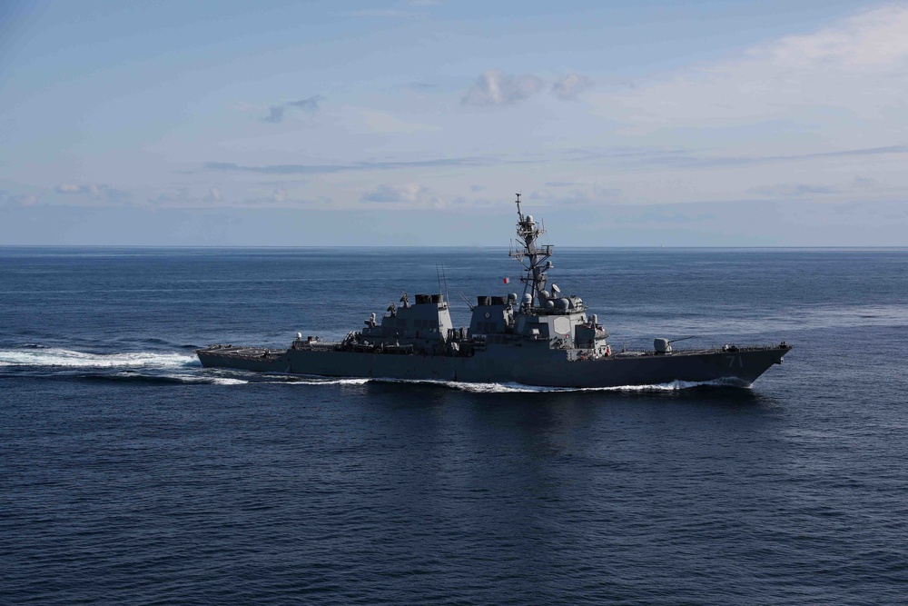 USS Ross underway in the Mediterranean Sea