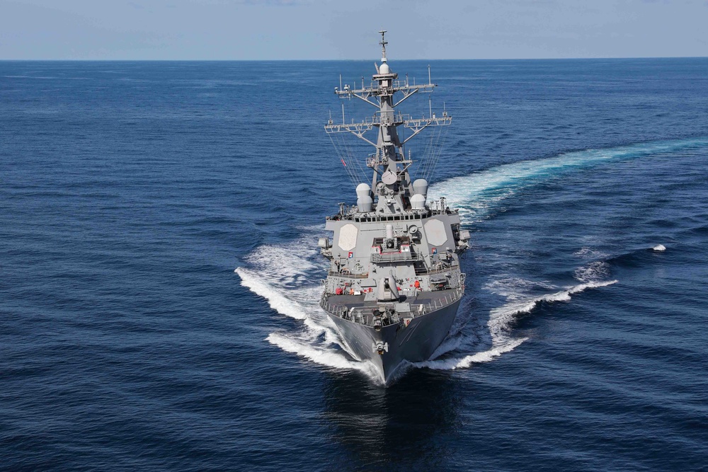 USS Ross underway in the Mediterranean Sea