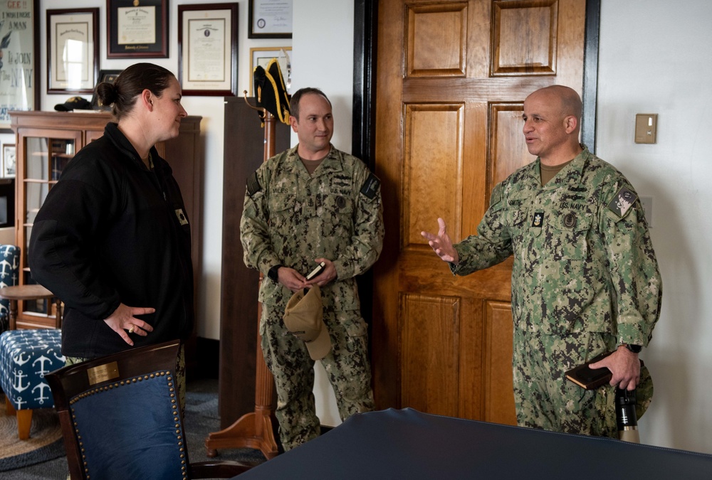 MCPON Russell Smith meets with USS Constitution Leadership and Sailors