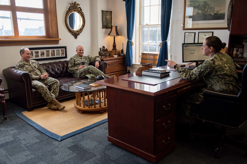 MCPON Russell Smith meets with USS Constitution Leadership and Sailors