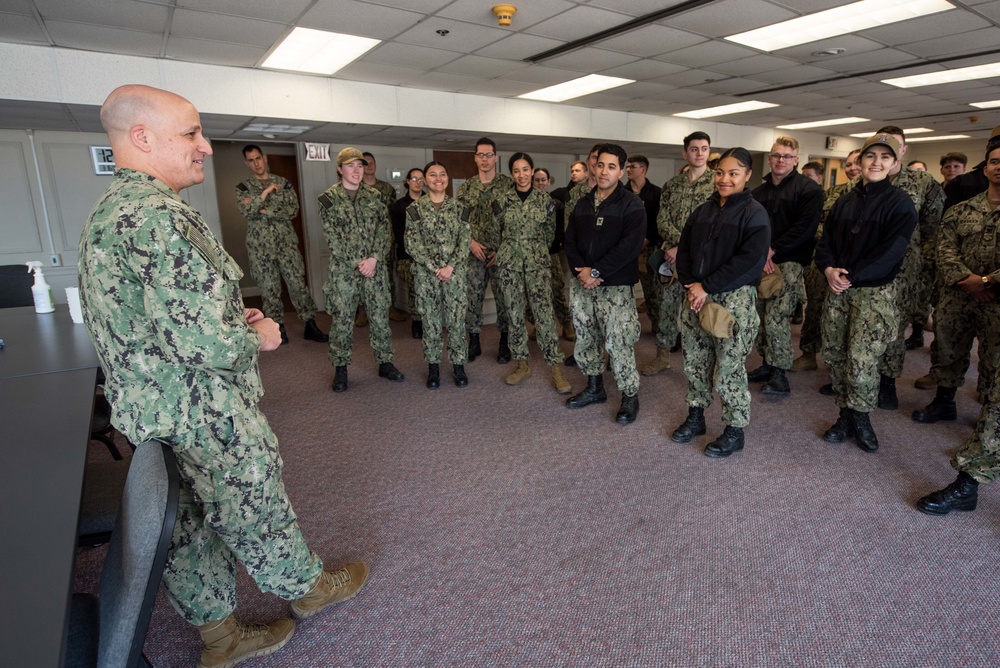 MCPON Russell Smith meets with USS Constitution Leadership and Sailors