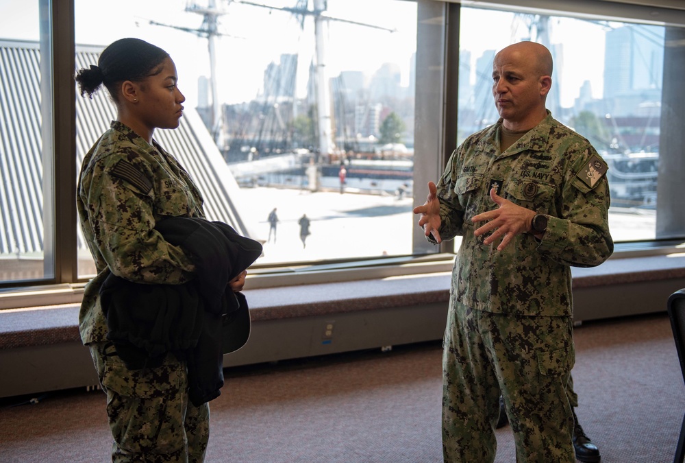 MCPON Russell Smith meets with USS Constitution Leadership and Sailors