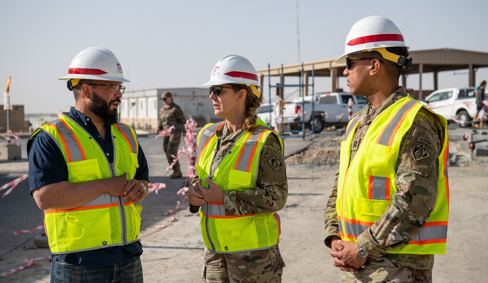 TAD commanding general views DFAC construction progress at Ali Al Salem Air Base