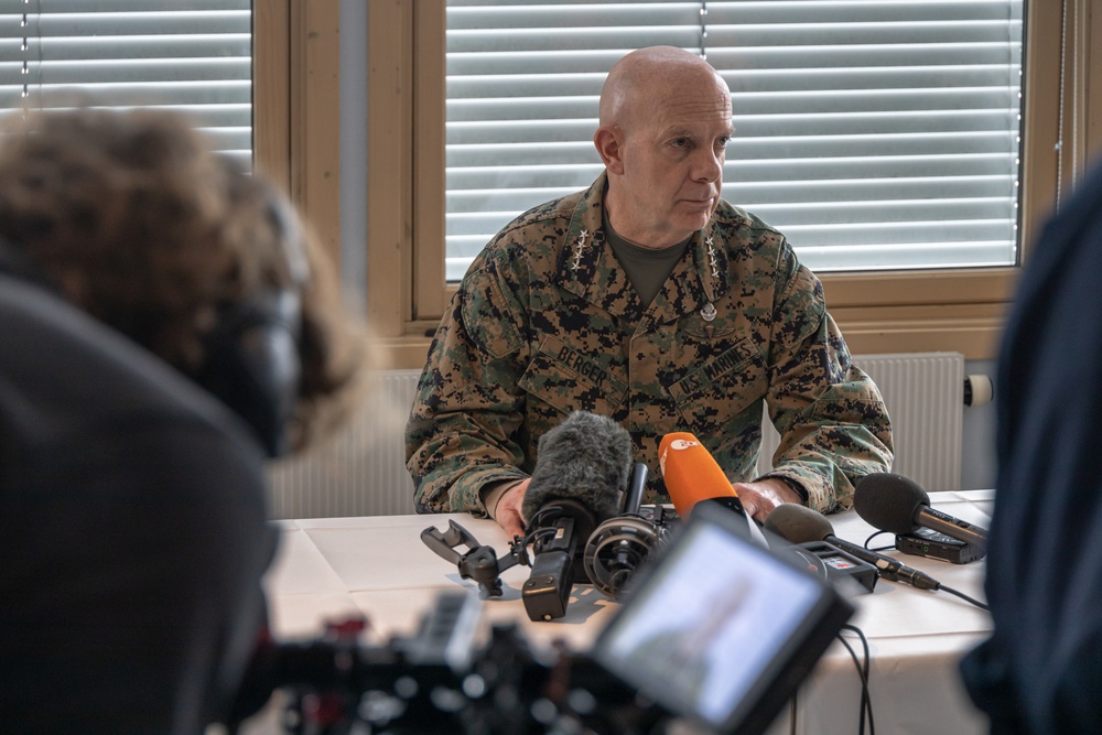 Commandant of the Marine Corps speaks to the press in Norway