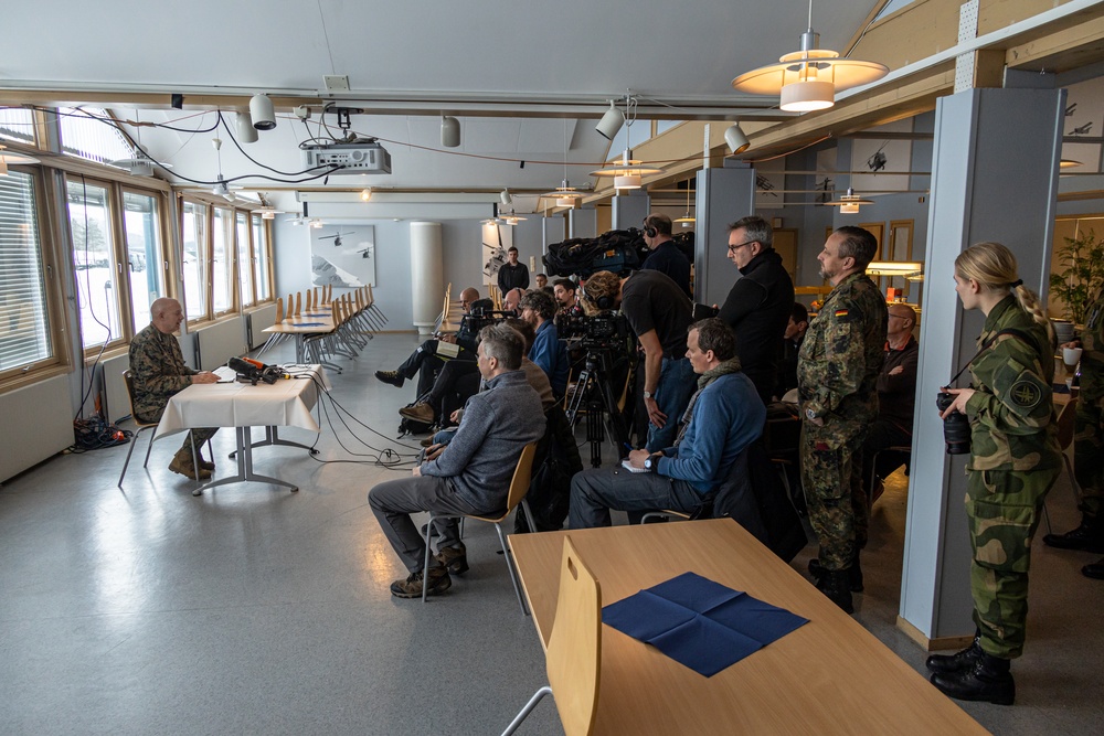 Commandant of the Marine Corps speaks to the press in Norway