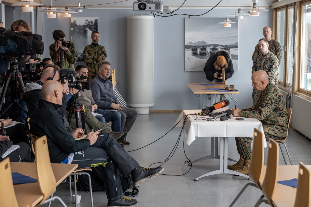 Commandant of the Marine Corps speaks to the press in Norway