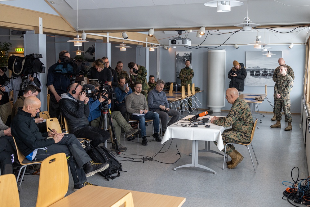 Commandant of the Marine Corps speaks to the press in Norway