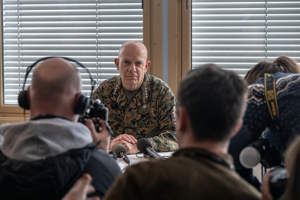 Commandant of the Marine Corps speaks to the press in Norway