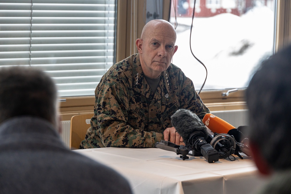 Commandant of the Marine Corps speaks to the press in Norway