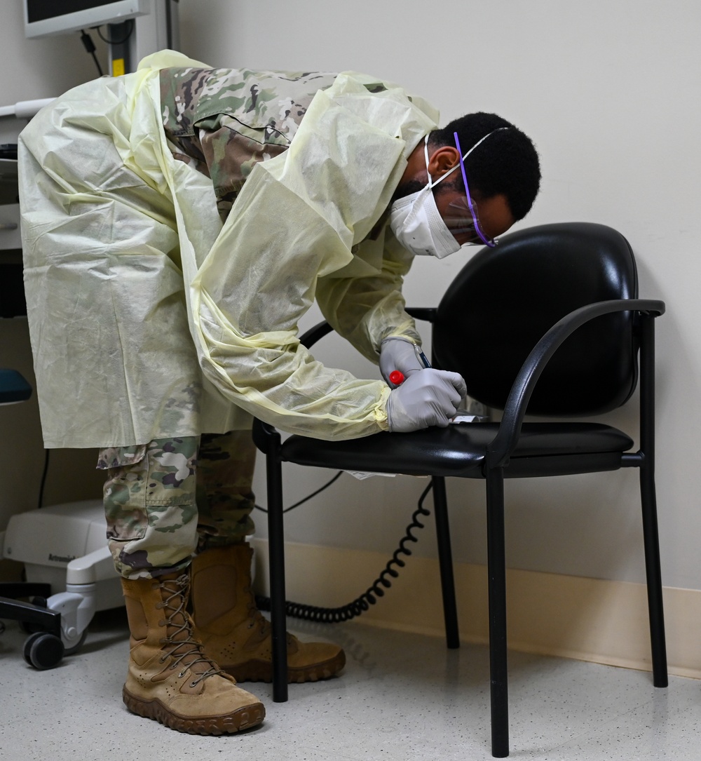 Langley medical technicians perform COVID-19 tests