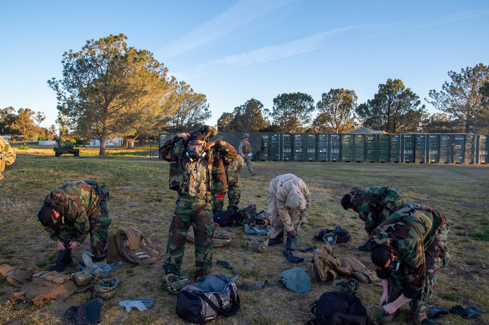 US Navy Seabees with NMCB-5 learn military tactics