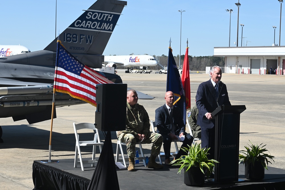 South Carolina Air National Guard press conference at Columbia Metropolitan Airport