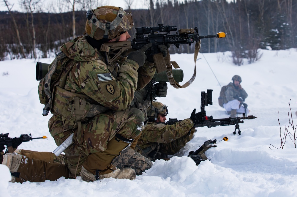 Infantrymen Open Fire at Battle Position