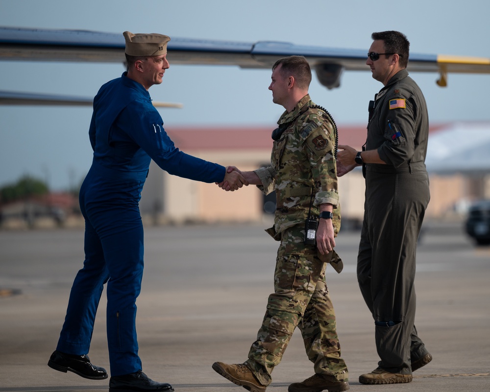 U.S. Navy Blue Angels arrive at MacDill AFB for Tampa Bay AirFest