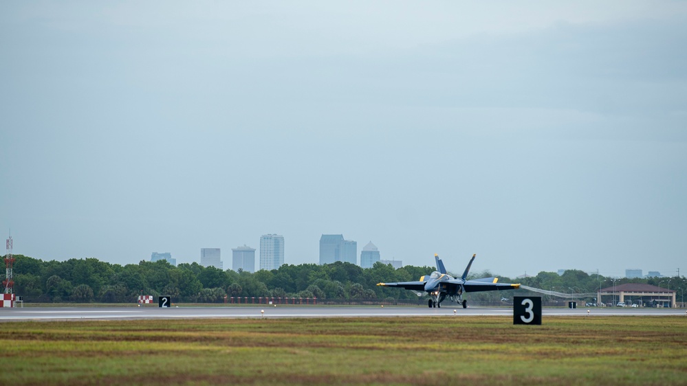 U.S. Navy Blue Angels arrive at MacDill AFB for Tampa Bay AirFest