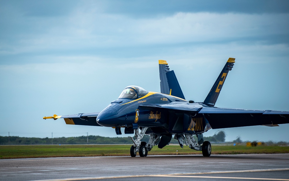 U.S. Navy Blue Angels arrive at MacDill AFB for Tampa Bay AirFest