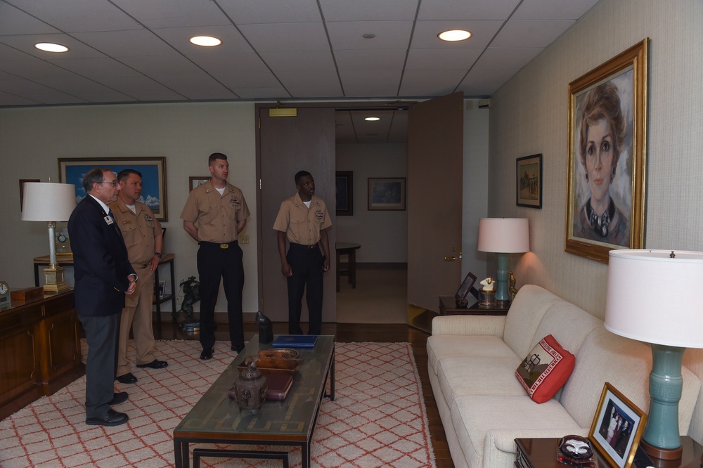 USS Ronald Reagan Sailors Attend Namesake Visit in California