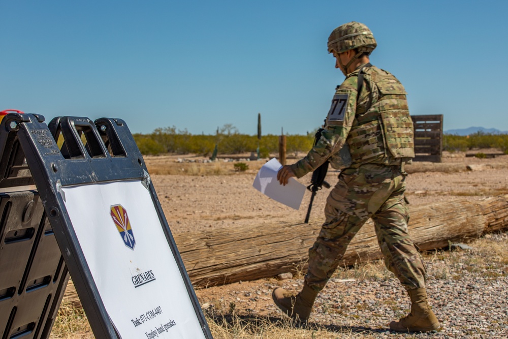 2022 Best Warrior Competitors Throw Grenades in Florence, Ariz.