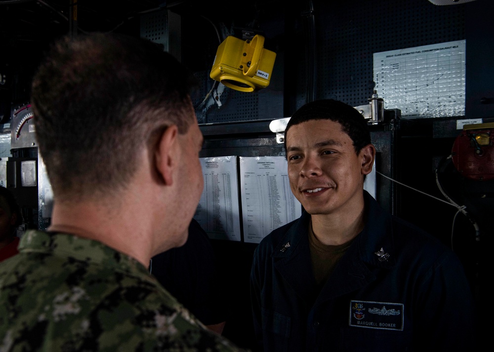 Gridley conducts an award ceremony with Vice Adm. Brad Cooper