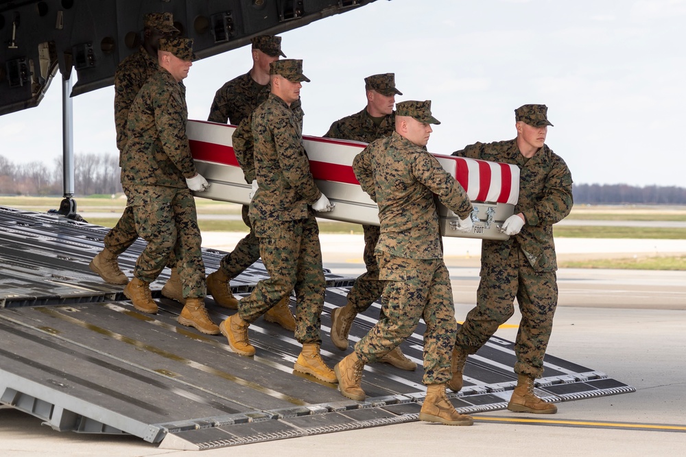 Marine Corps Capt. Ross Reynolds honored in dignified transfer March 25