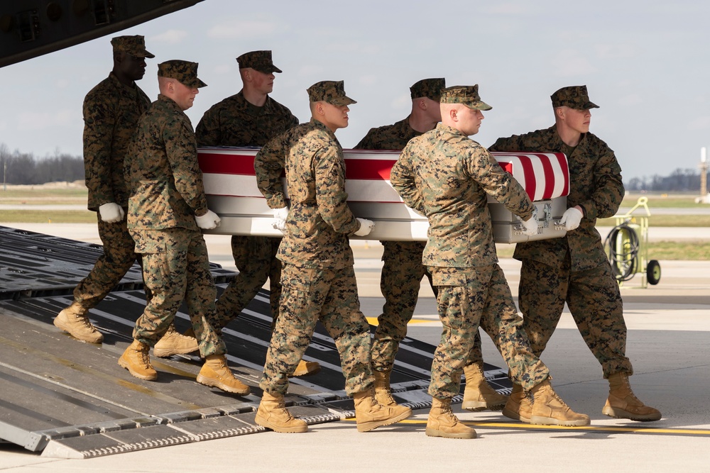 Marine Corps Gunnery Sgt. James Speedy honored in dignified transfer March 25