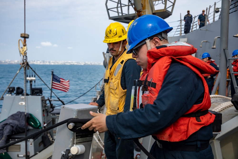 Sailors Aboard USS Ralph Johnson (DDG 114) Conduct Small Boat Operations