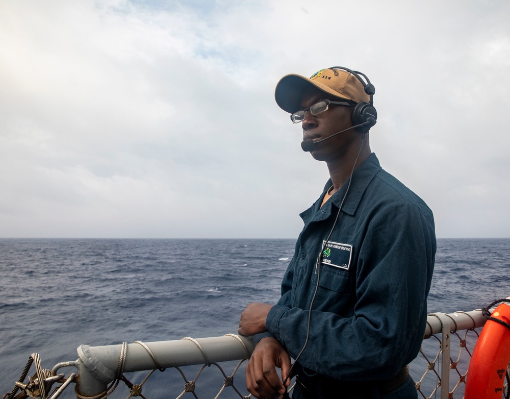 Sailors Stand Watch Aboard USS Ralph Johnson (DDG 114)