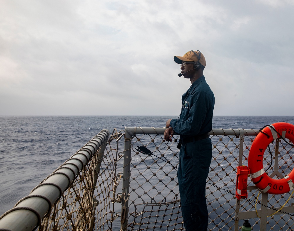 Sailors Stand Watch Aboard USS Ralph Johnson (DDG 114)