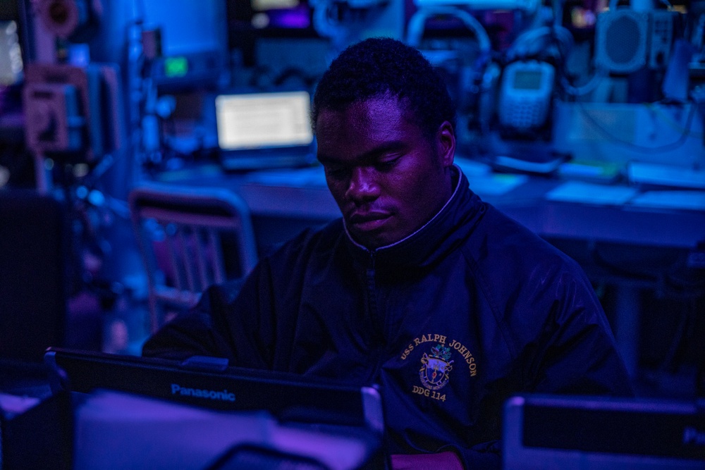 Sailors Stand Watch Aboard USS Ralph Johnson (DDG 114)