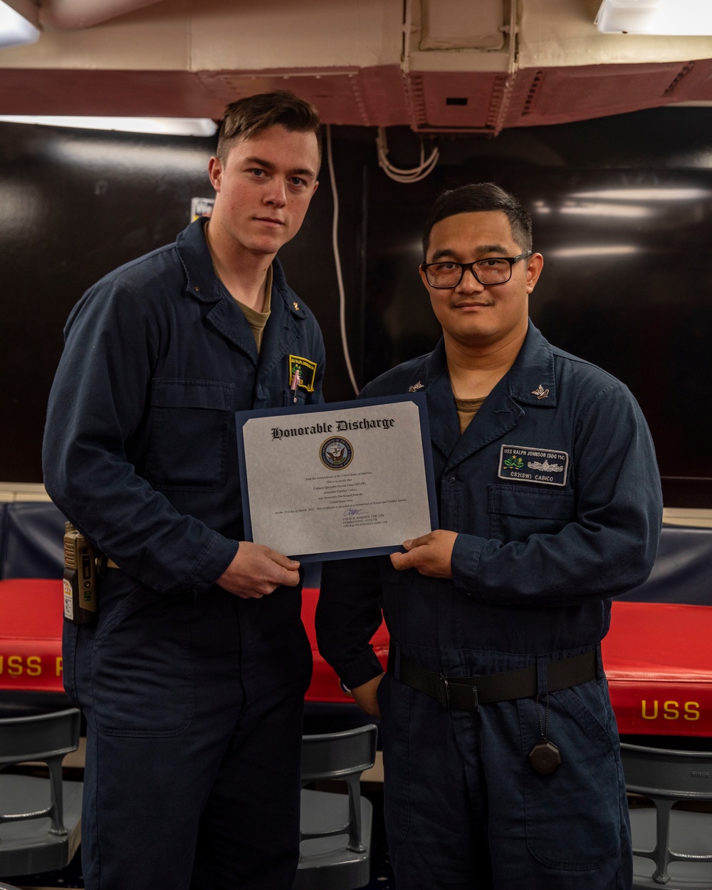 A Sailor Re-Enlists Aboard USS Ralph Johnson (DDG 114)