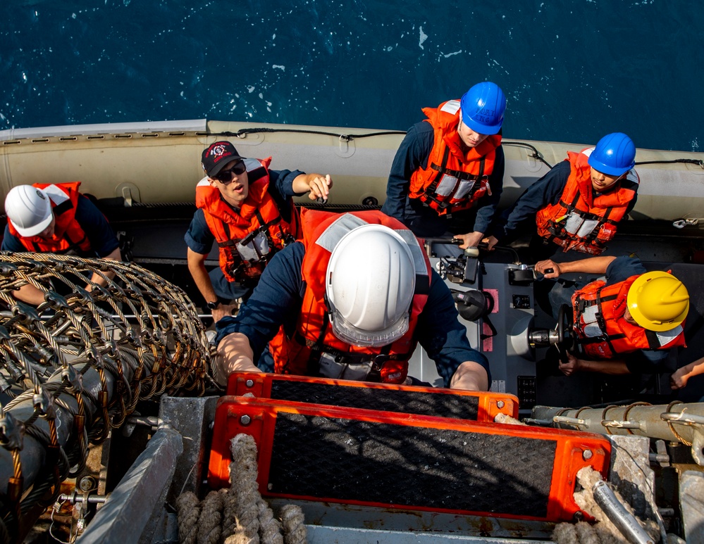 Sailors Aboard USS Ralph Johnson (DDG 114) Conduct Small Boat Operations