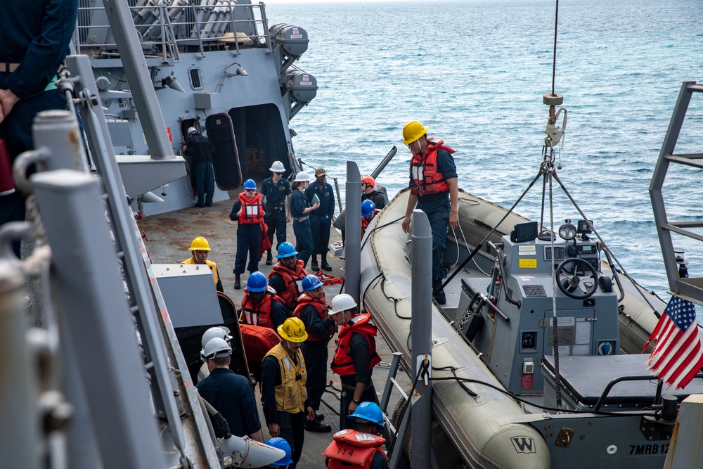 Sailors Aboard USS Ralph Johnson (DDG 114) Conduct Small Boat Operations