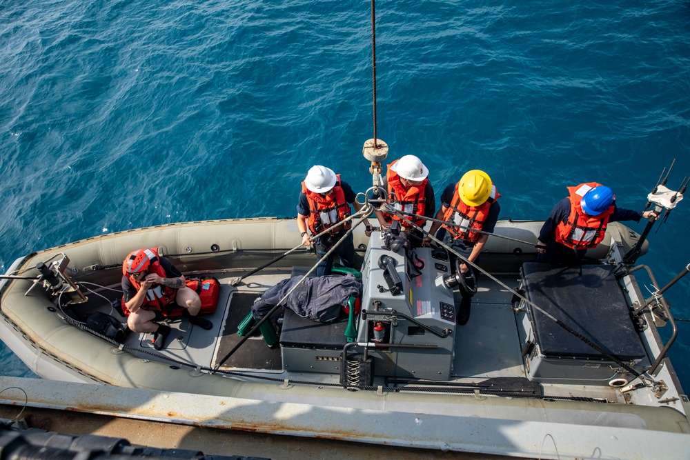 Sailors Aboard USS Ralph Johnson (DDG 114) Conduct Small Boat Operations