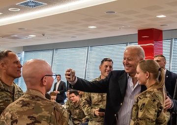 President Joseph R. Biden Jr. visit and take selfies with Paratroopers in the 82nd Airborne Division in Poland