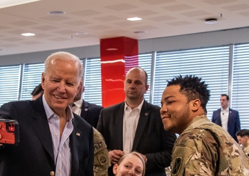 President Joseph R. Biden Jr. visit and take selfies with Paratroopers in the 82nd Airborne Division in Poland