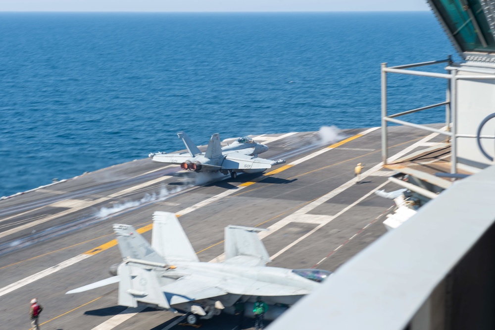 The Harry S. Truman Carrier Strike Group is on a scheduled deployment in the U.S. Sixth Fleet area of operations in support of naval operations to maintain maritime stability and security.