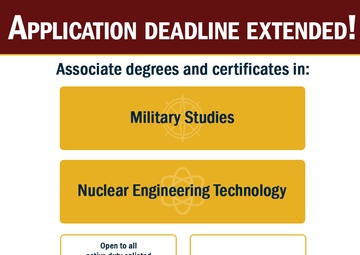 USNCC Application Deadline Extended for Military Studies; Nuclear Engineering Technology