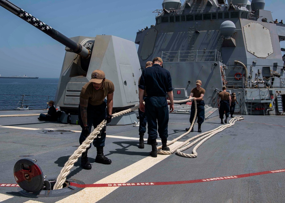 Gridley conducts sea and anchor detail