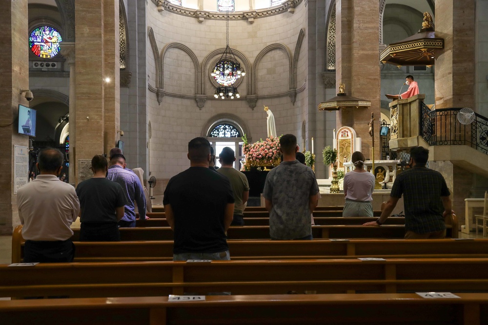 Abraham Lincoln conducts community relations project at The Minor Basilica and Metropolitan Cathedral of the Immaculate Conception