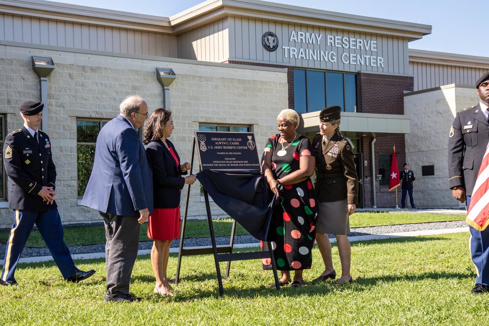 Sgt. 1st Class Alwyn C. Cashe U.S. Army Reserve Center rededicated to change plaque from the Silver Star to the Medal of Honor