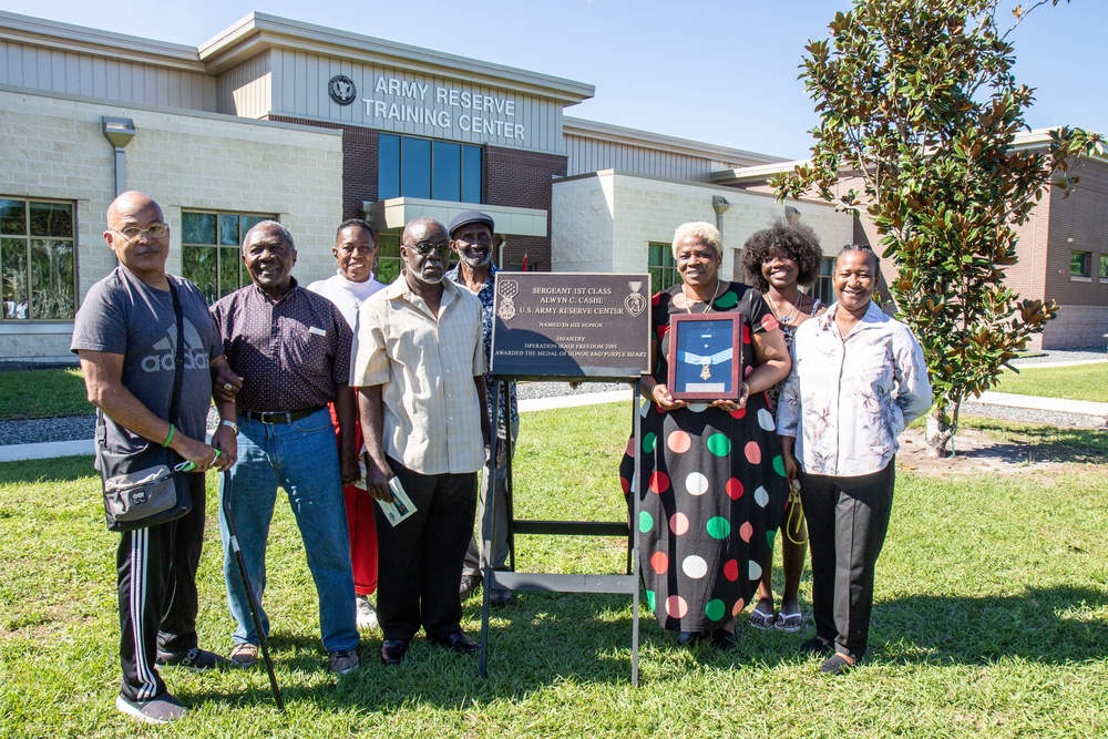 Sgt. 1st Class Alwyn C. Cashe U.S. Army Reserve Center rededicated to change plaque from the Silver Star to the Medal of Honor