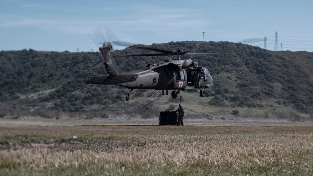 U.S. Marines and Soldiers with 1st Landing Support Battalion and 7-158th Ground Support Aviation Battalion conduct HST training