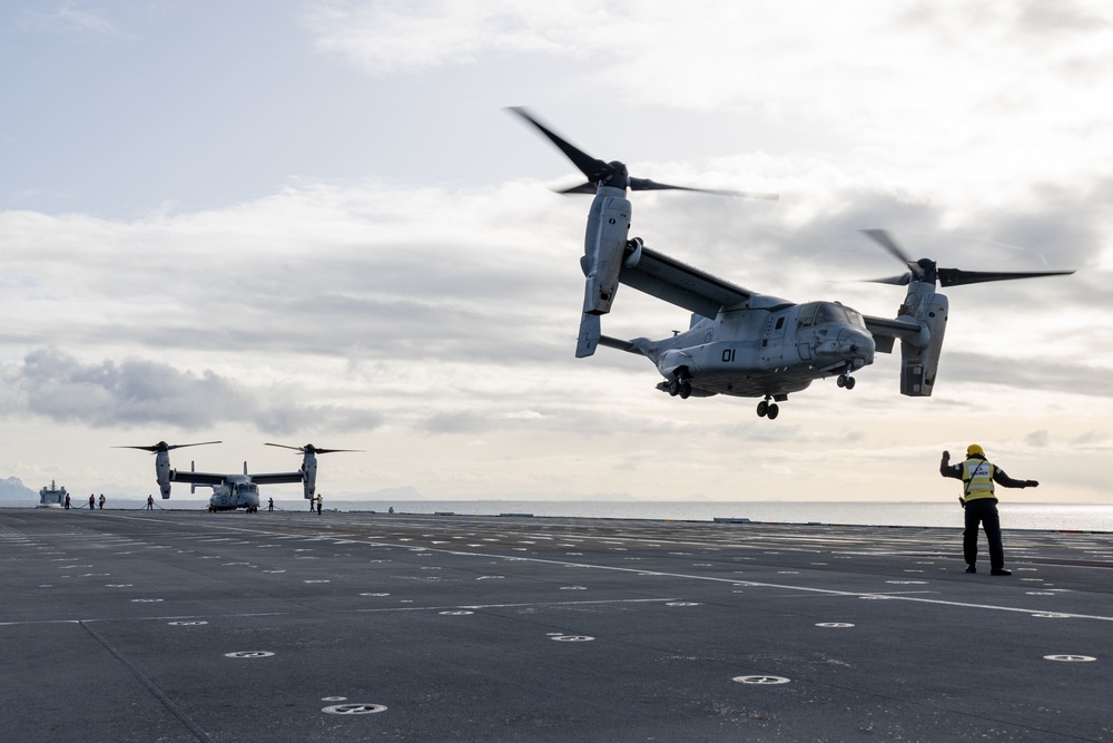 U.S. Marine Ospreys Train With British Carrier