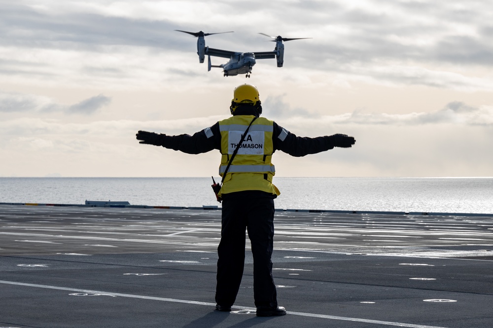 U.S. Marine Ospreys Train With British Carrier