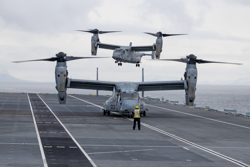 U.S. Marine Ospreys Train With British Carrier